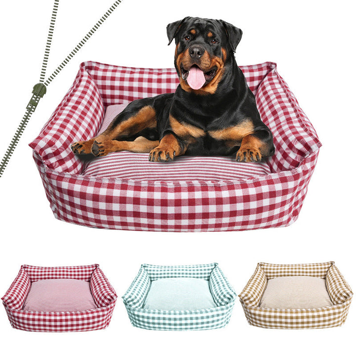 Cozy Gingham Dog Bed