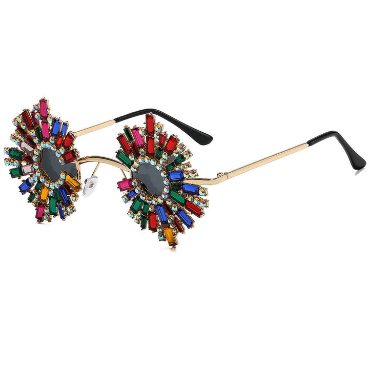 Ladies extravagant designer sunglasses with colorful crystal decoration Kalsten