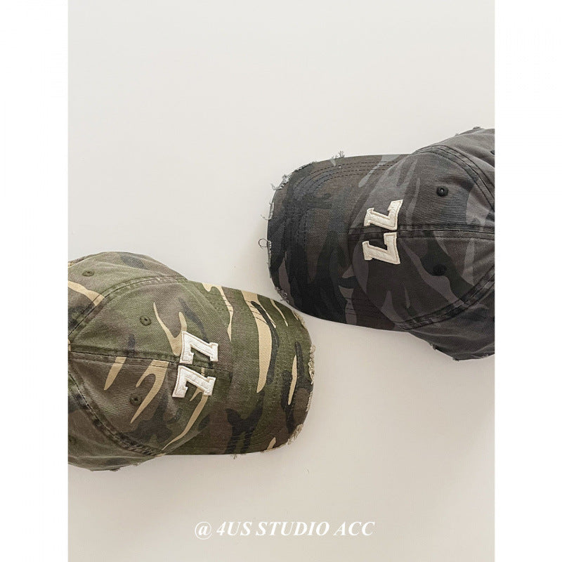 Women's Distressed Camouflage Baseball Cap Kalsten