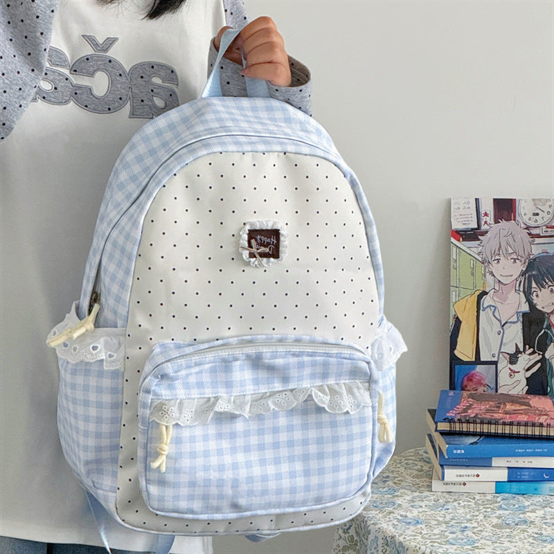 Charming Gingham Patterned School Backpack