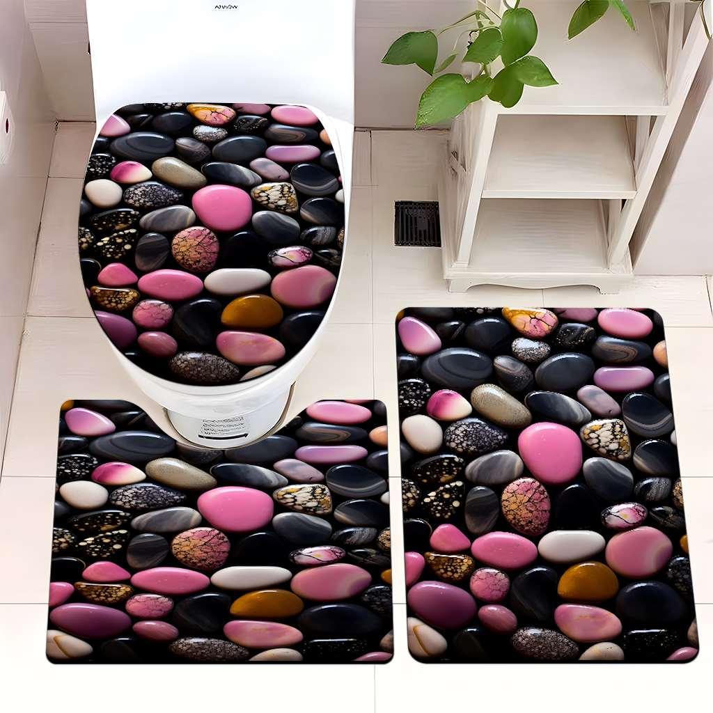 Decorative Pebble Bathroom Mat Set Kalsten