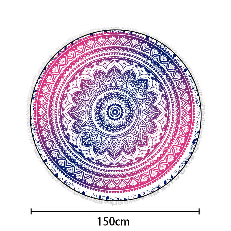 Round beach towel with artistic lotus design Kalsten