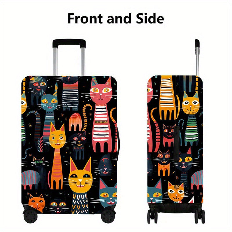 Unisex nan elastic suitcase cover with cartoon cat design stretchable scratch-resistant protective for luggage Kalsten