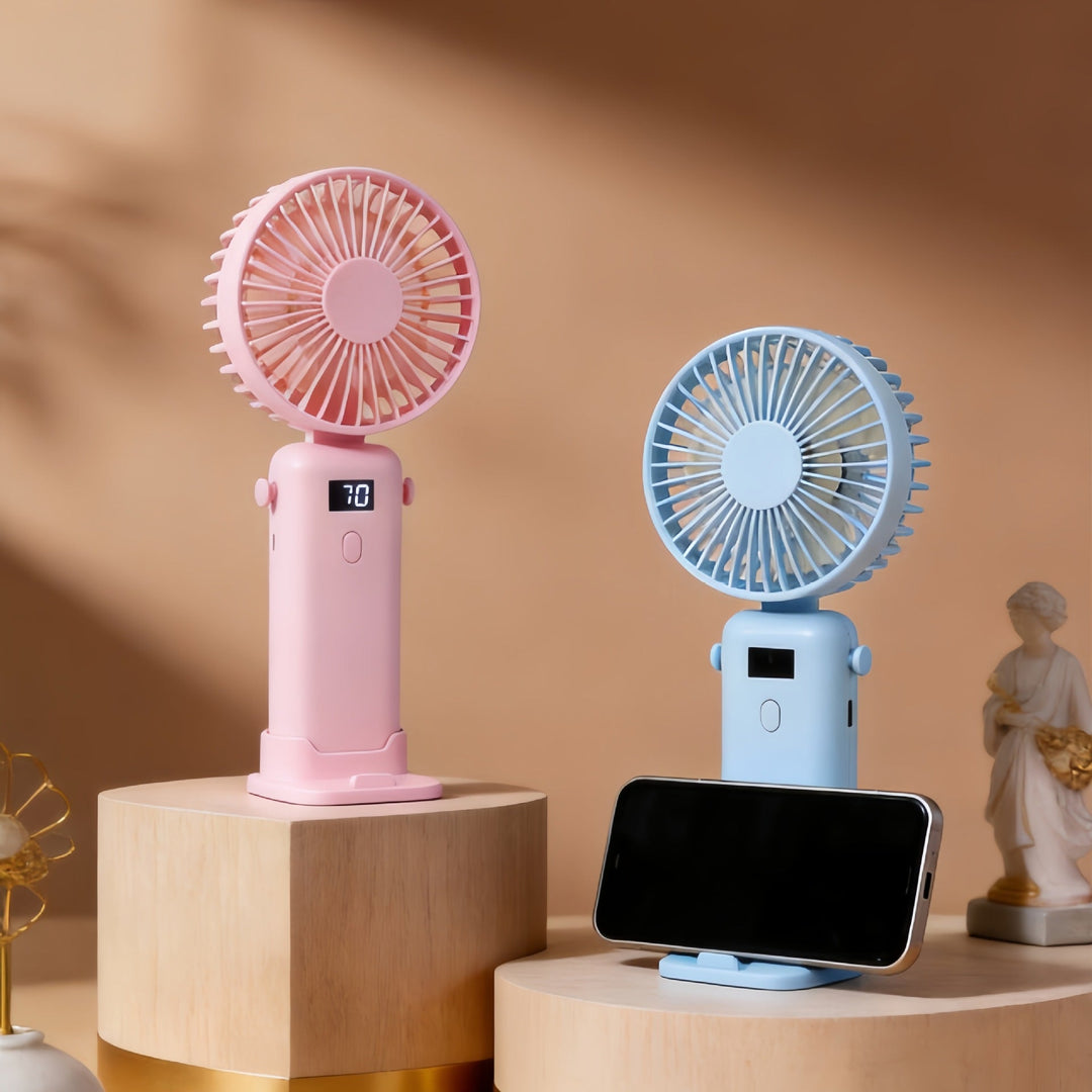 Women Portable Handheld Fan with Digital Display and USB Port Kalsten