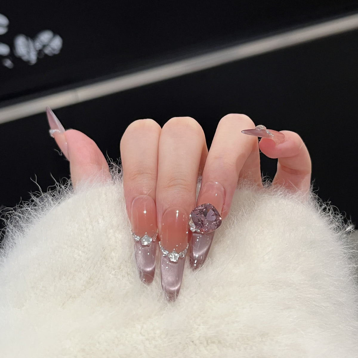 Decorative Crystal-Embellished Acrylic Nail Tips Acalora