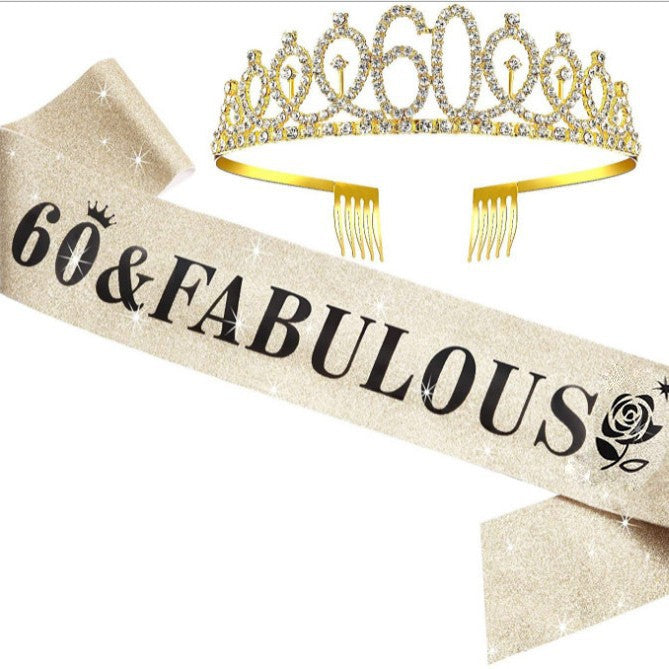 Women's Glittering Birthday Tiara Set with Sash Kalsten
