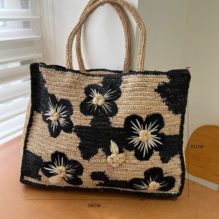 Handcrafted knitted bag with floral design Kalsten