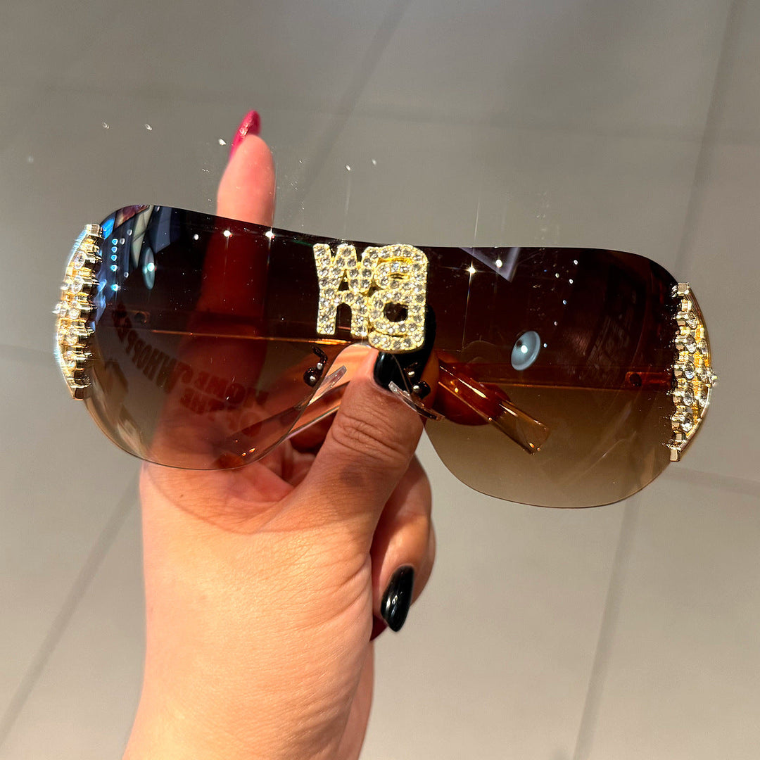 Women's Fashion Oversized Sunglasses with Rhinestone Applications Kalsten