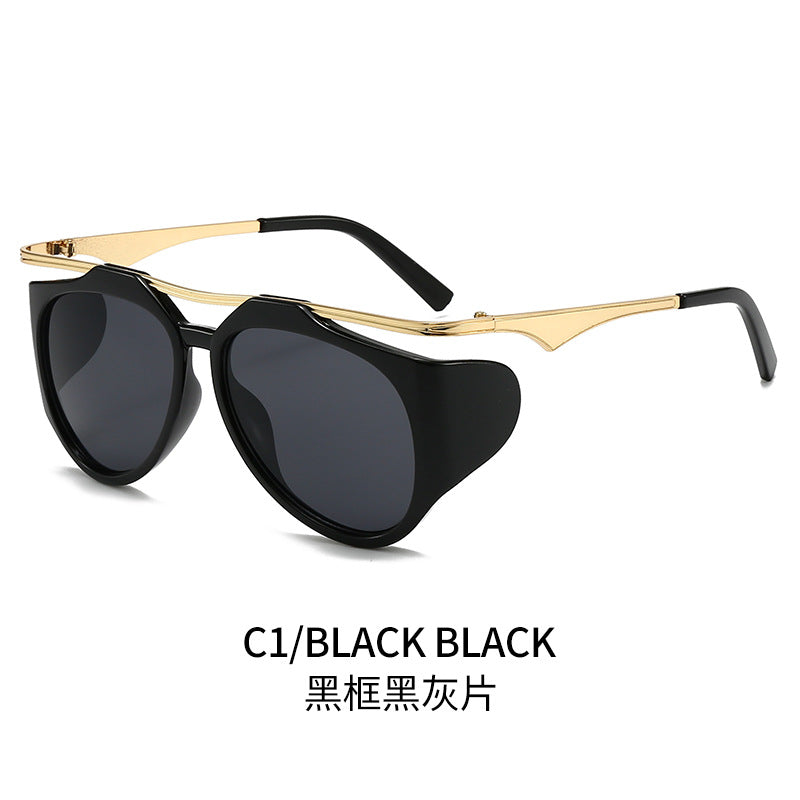 Ladies Fashion Sport Sunglasses with Oversized Frame and Golden Accents Kalsten