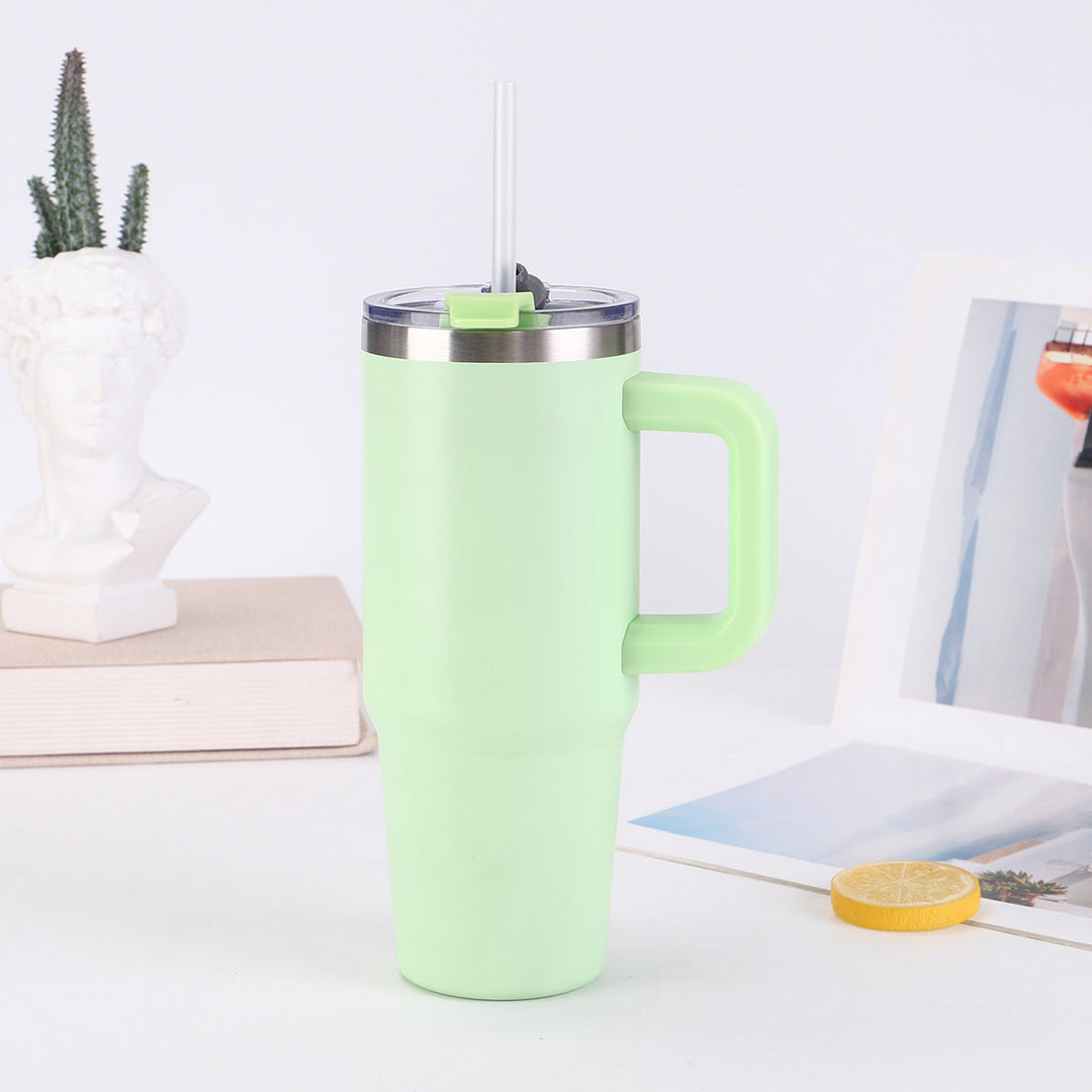 Ladies insulating cup with practical handle and straw Kalsten