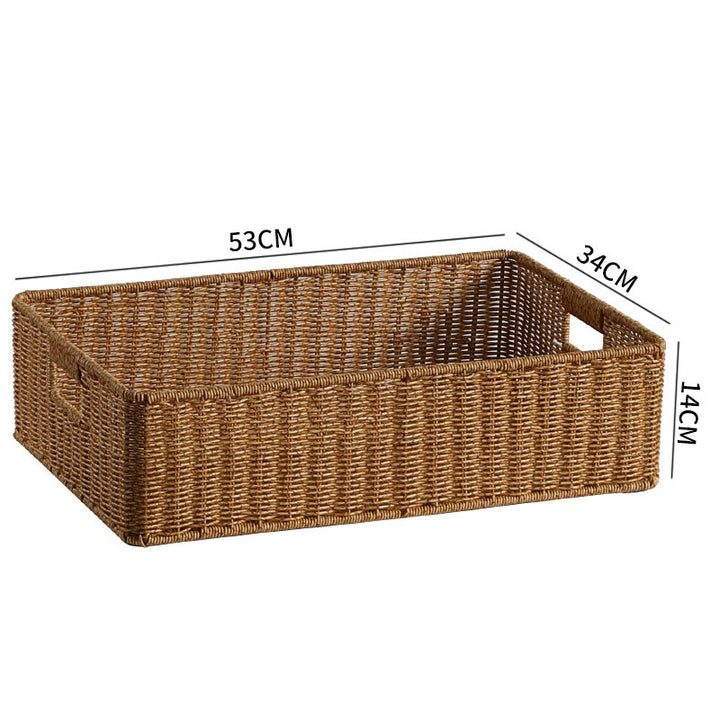 Large Handwoven Rectangular Storage Basket with Cutout Handles Kalsten