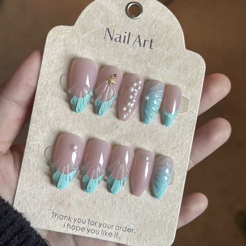 Artistic Ocean-Inspired Press-On Nail Set Kalsten