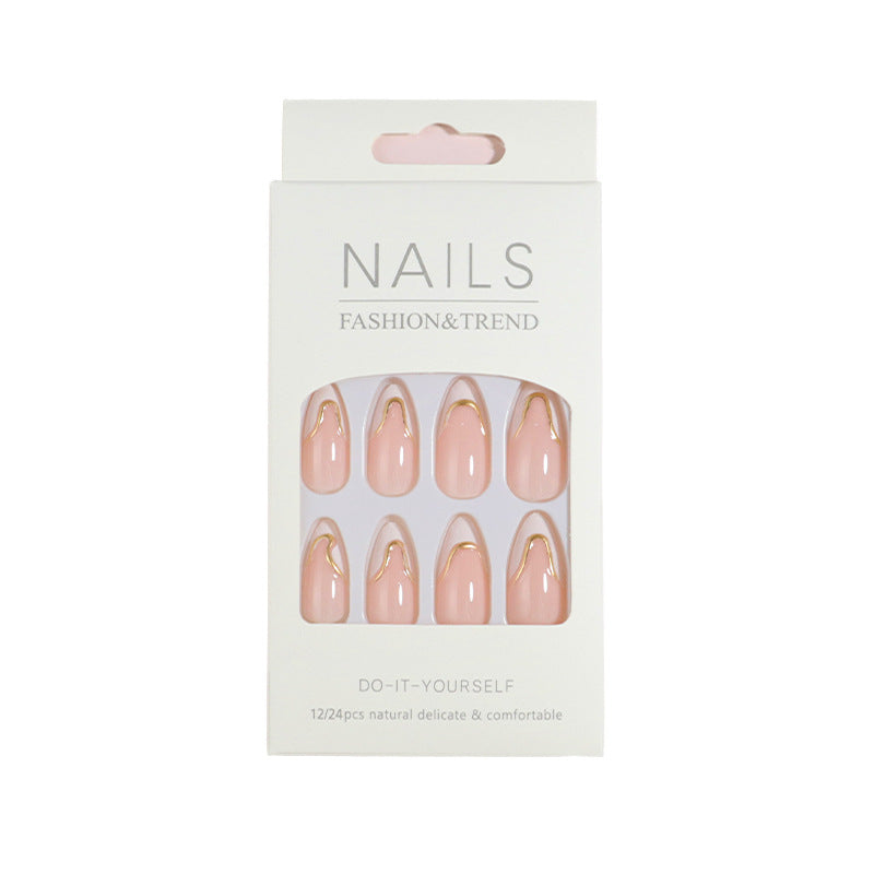 DIY Press-On Nail Set with Elegant Gold Accents Kalsten