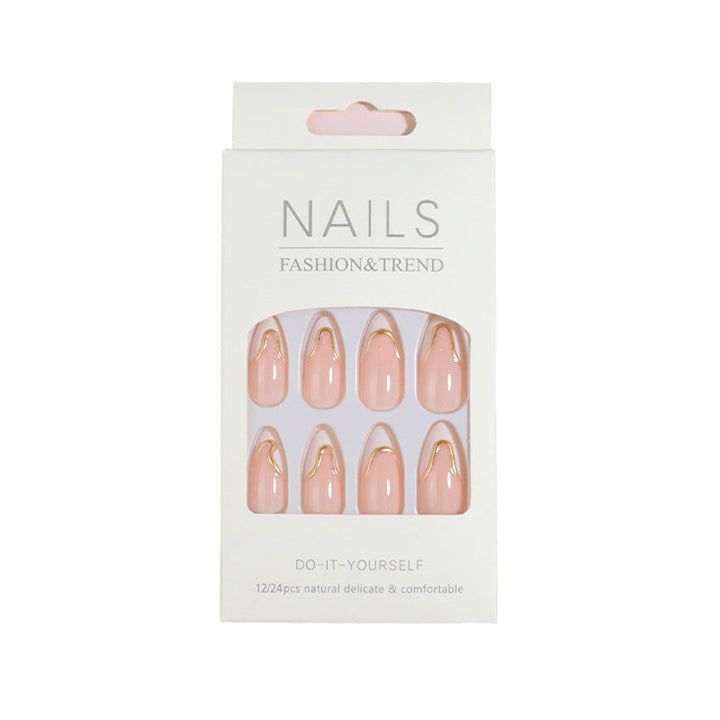 DIY Press-On Nail Set with Elegant Gold Accents Kalsten