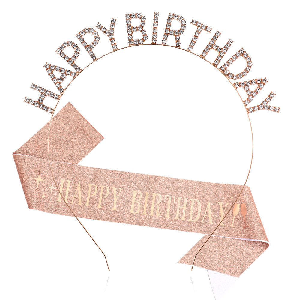 Ladies Glitter Headband with "Happy Birthday" Inscription Kalsten