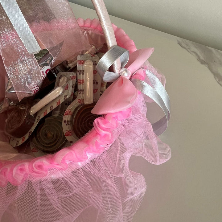 Ladies Festive Storage Basket with Tulle Decoration Kalsten