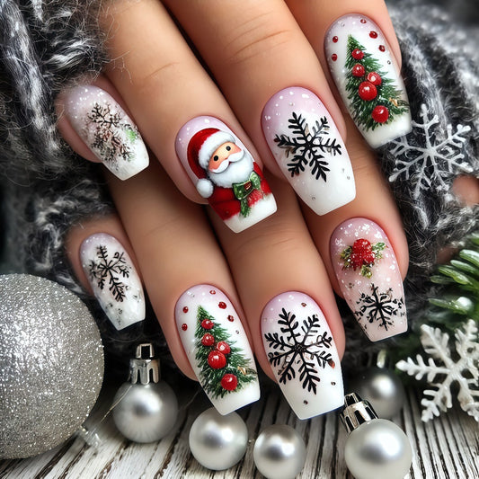 Festive artificial nails with Christmas motifs Acalora