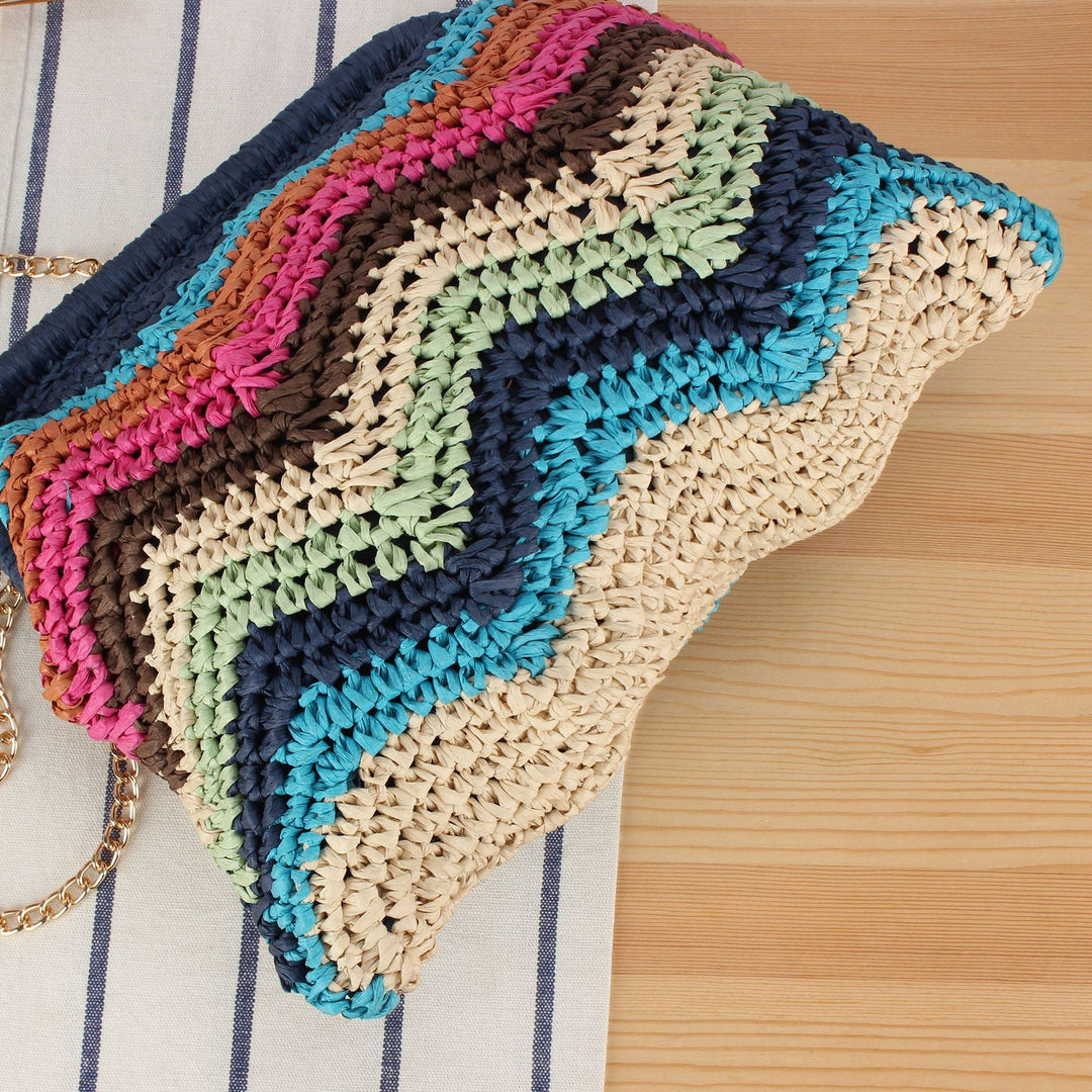 Handcrafted shoulder bag with cheerful wave pattern Kalsten