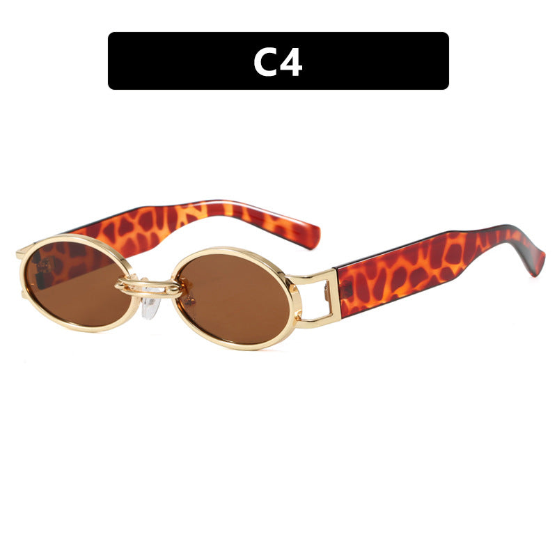 Women oval-shaped sunglasses with golden accents and stylish frame Kalsten
