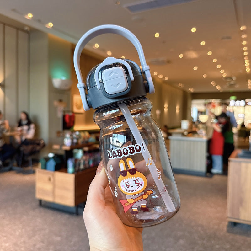Women's Funny Plastic Drinking Bottle with Integrated Straw Function Kalsten