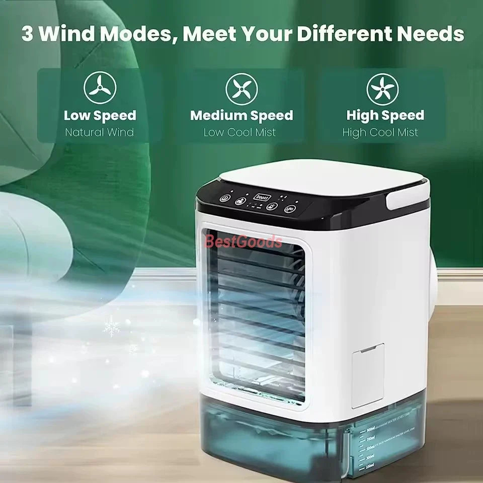 Unisex one size portable non-fogging air cooler fan with large water tank and three-speed motor Kalsten