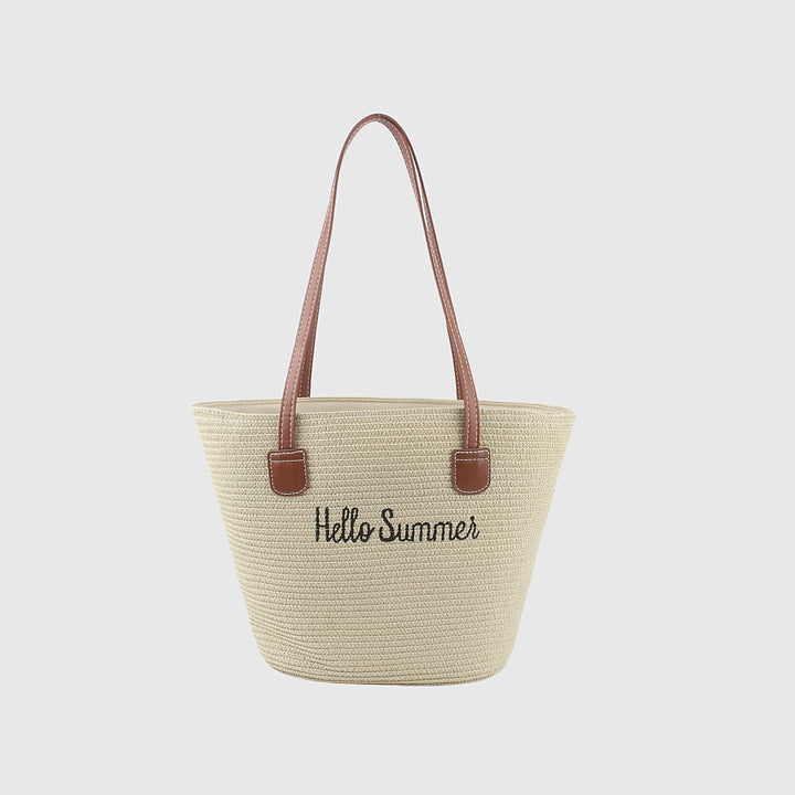 Summer straw bag with leather handles Kalsten
