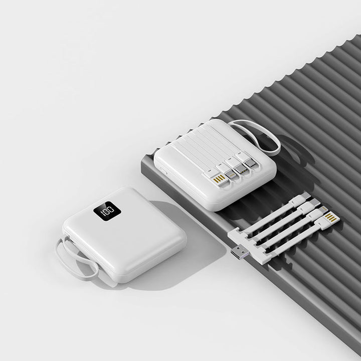 Portable power bank with integrated charging cables and LCD display Kalsten