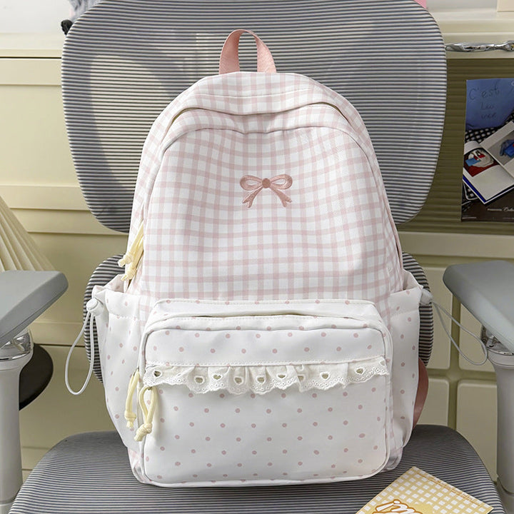 Playful Gingham and Polka Dot Backpack Kalsten