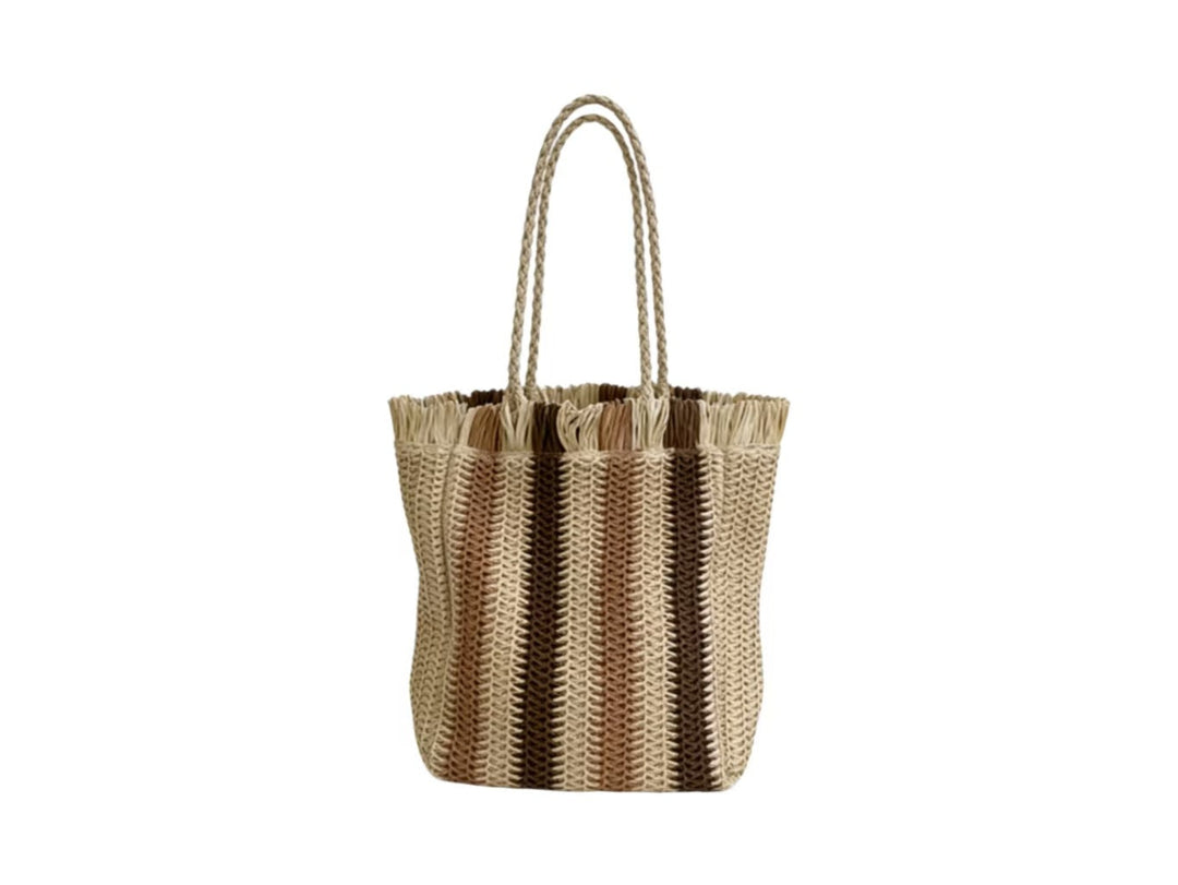 Braided beach bag with fringe details Kalsten
