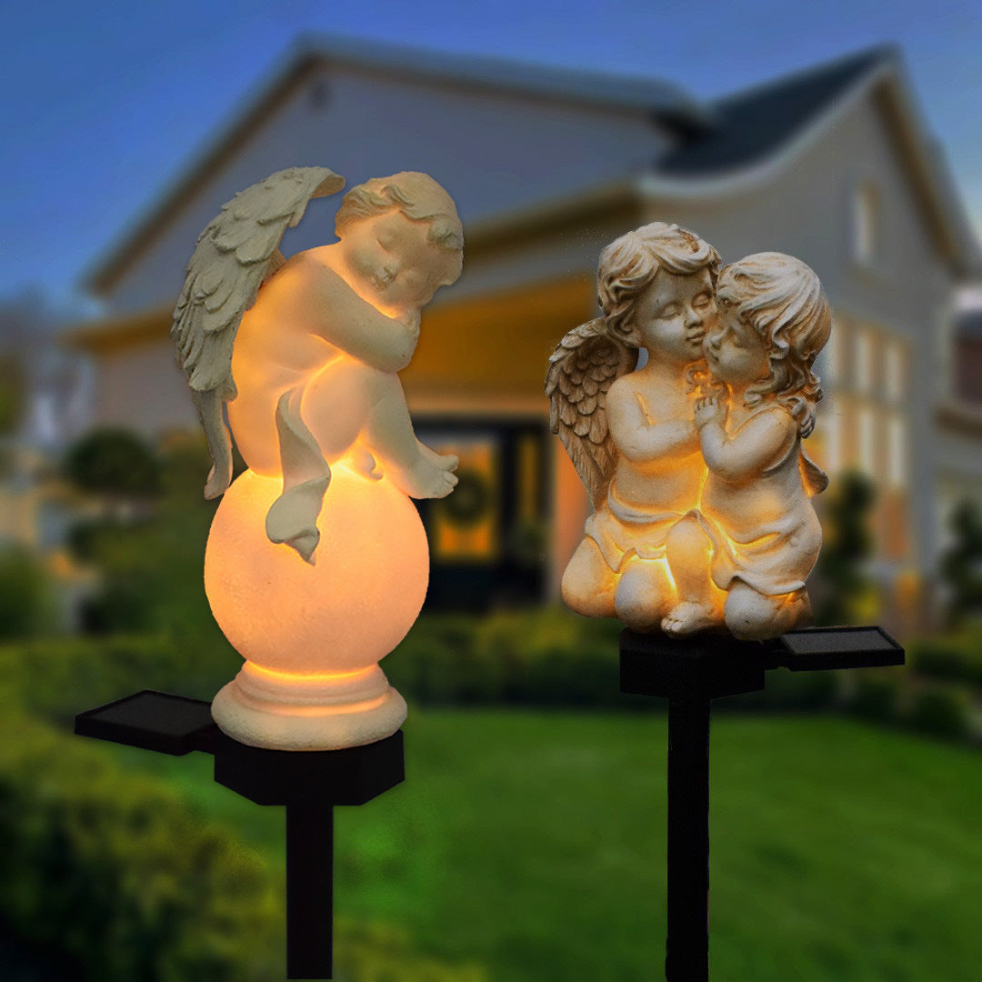 Decorative Solar Garden Stake Statue Resin Girl Figurine With Integrated Solar LED And Weatherproof Spike Kalsten