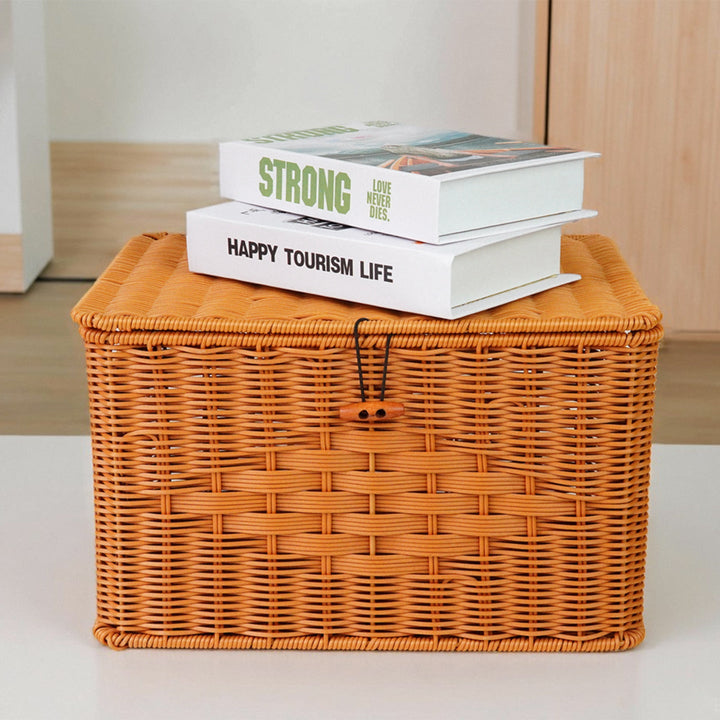 Ladies Handcrafted Storage Basket with Lid and Handle Kalsten