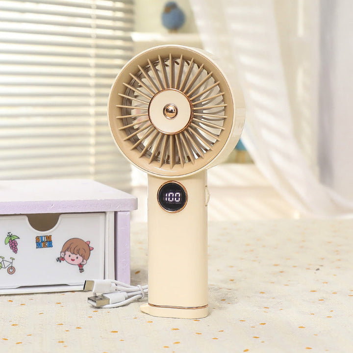 Cooling handheld rechargeable mini fan with touch speed display and detachable desktop stand Kalsten