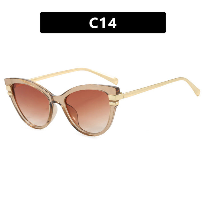 Ladies Cat-Eye Sunglasses with Elegant Plastic Frame and Golden Accents Kalsten