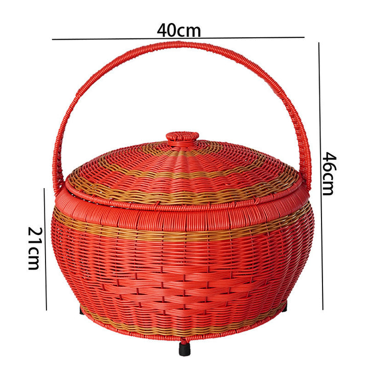 Women's Handcrafted Storage Basket with Lid and Carry Handle Kalsten