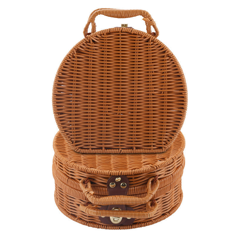 Women Round Wicker Handbag Kalsten