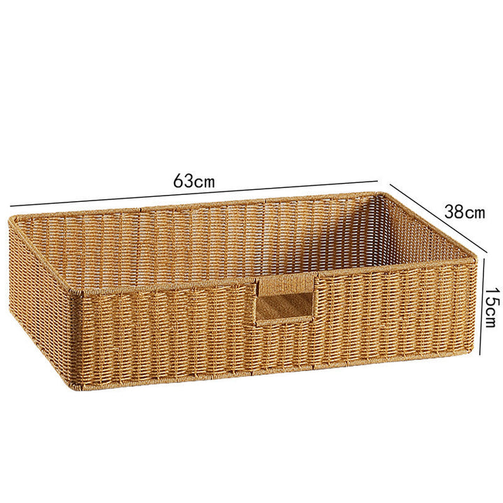 Large Handwoven Rectangular Storage Basket with Cutout Handles Kalsten