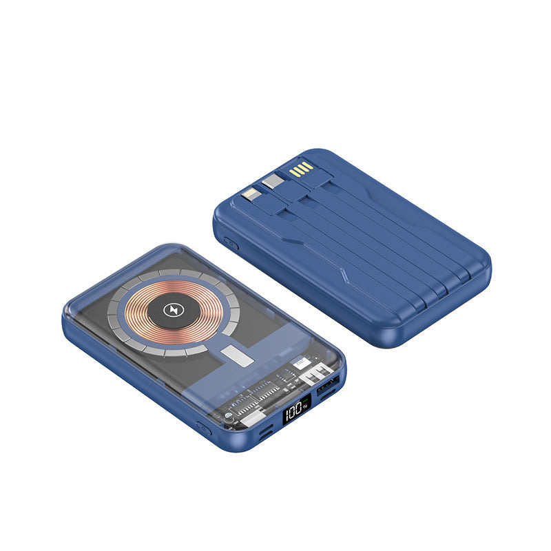 Portable power bank with wireless charging function and integrated cable system Kalsten