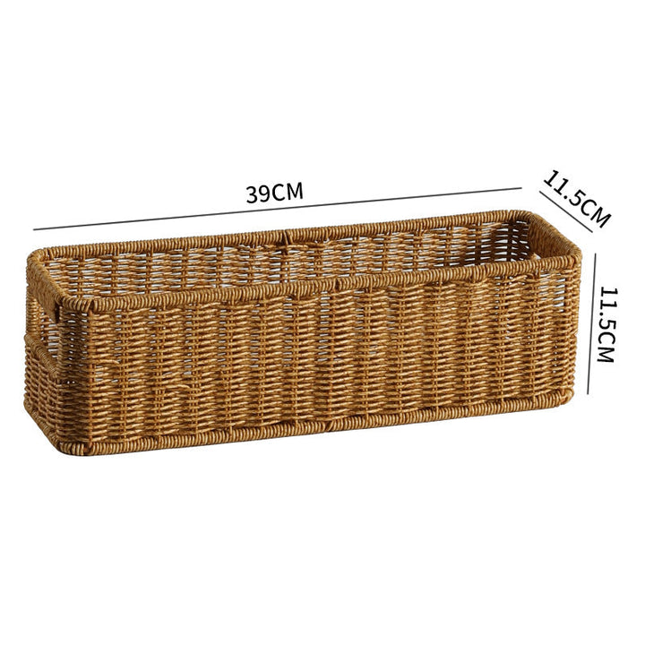 Handwoven Rectangular Storage Bin with Cutout Handles Kalsten