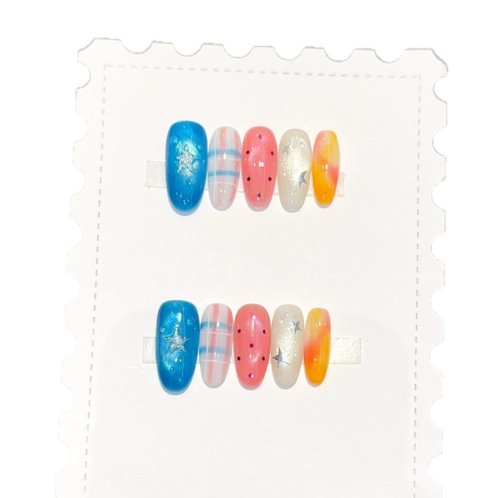 Creative nail art set with glitter and star design Kalsten