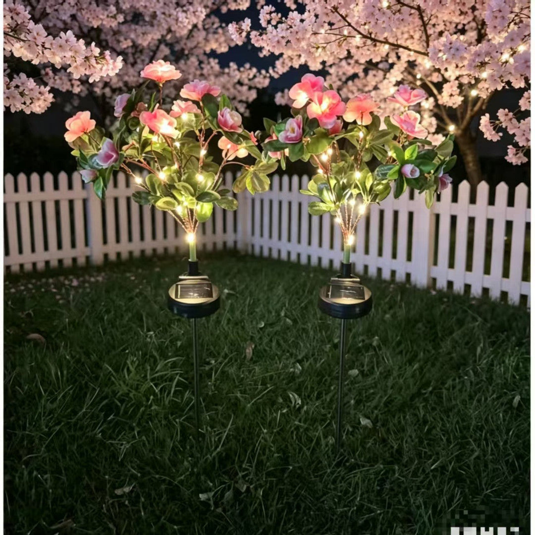 Solar-Powered Realistic Camellia Floral Garden Stake Lights With Adjustable LED Heads And Stainless Steel Spike Kalsten