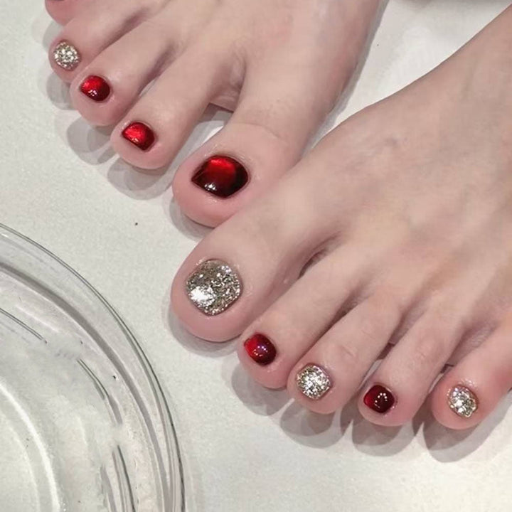 Heart-Embellished Press-On Toe Nails Kalsten