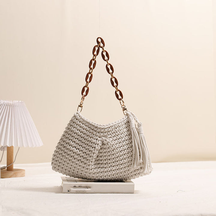 Handcrafted macrame bag with fashionable fringes Kalsten