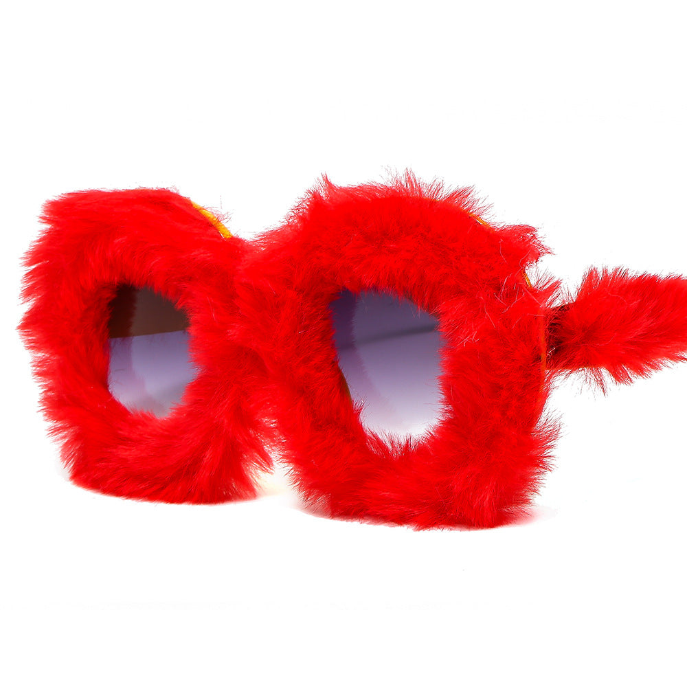Ladies eye-catching oversized sunglasses with a unique fur touch Kalsten