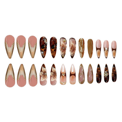 Artistic Floral Accent Press-On Nail Set Acalora