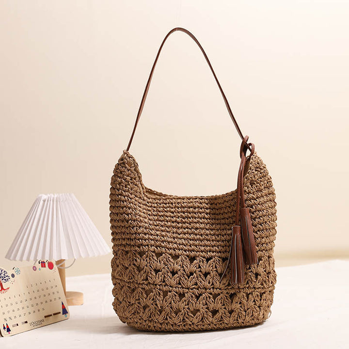 Handcrafted Shoulder Bag Made of Braided Natural Material Kalsten