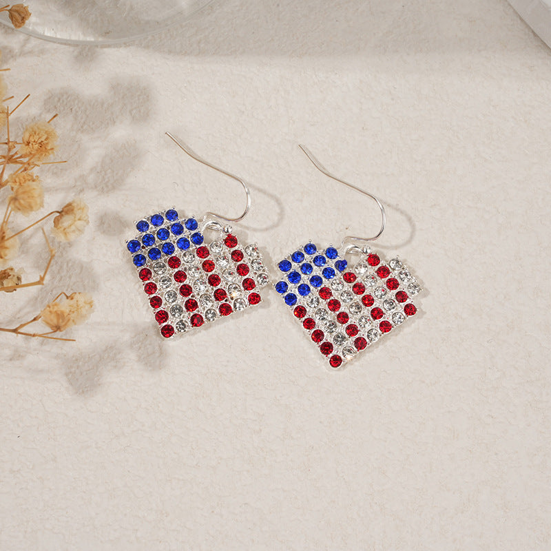 Ladies nan square crystal drop earrings with star grid and fine ear hook Kalsten