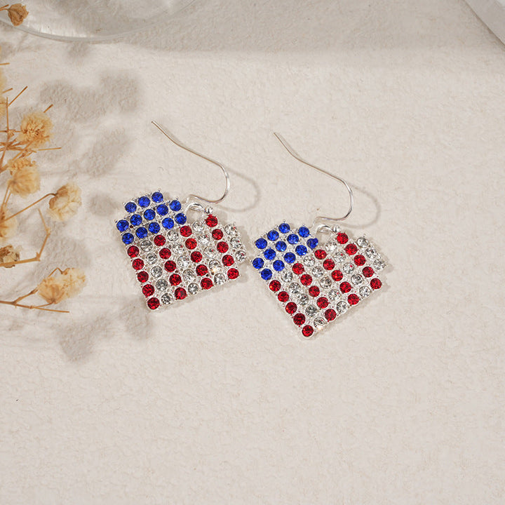 Ladies nan square crystal drop earrings with star grid and fine ear hook Kalsten