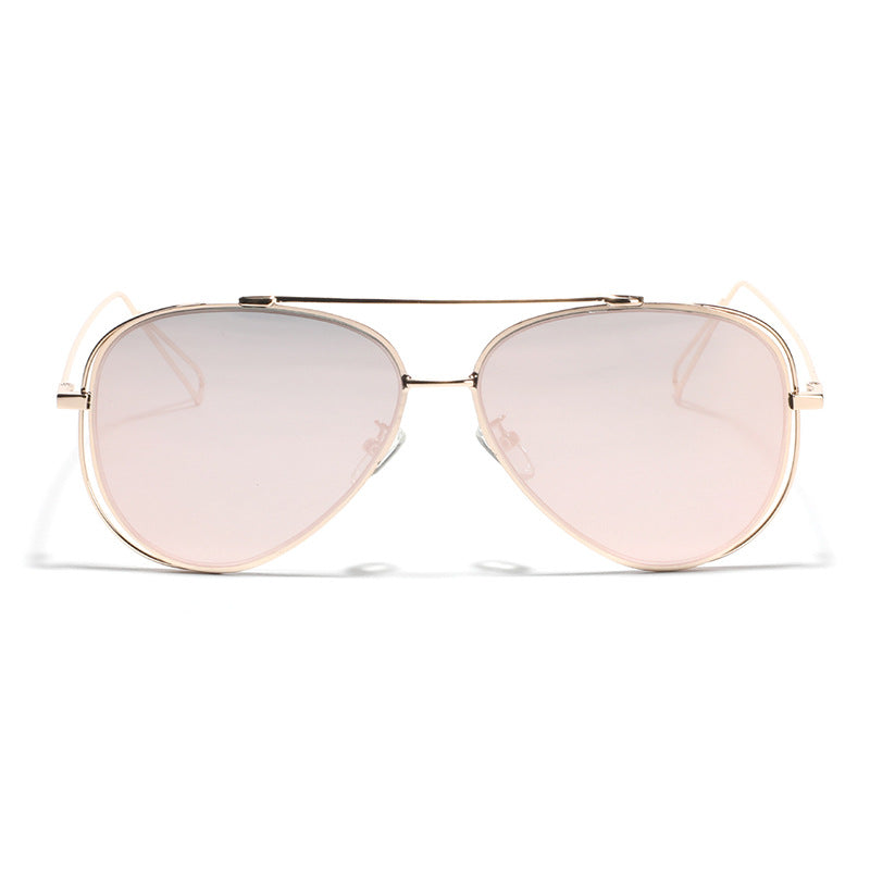 Women's retro aviator sunglasses with silver metal frame and mirrored lenses Kalsten