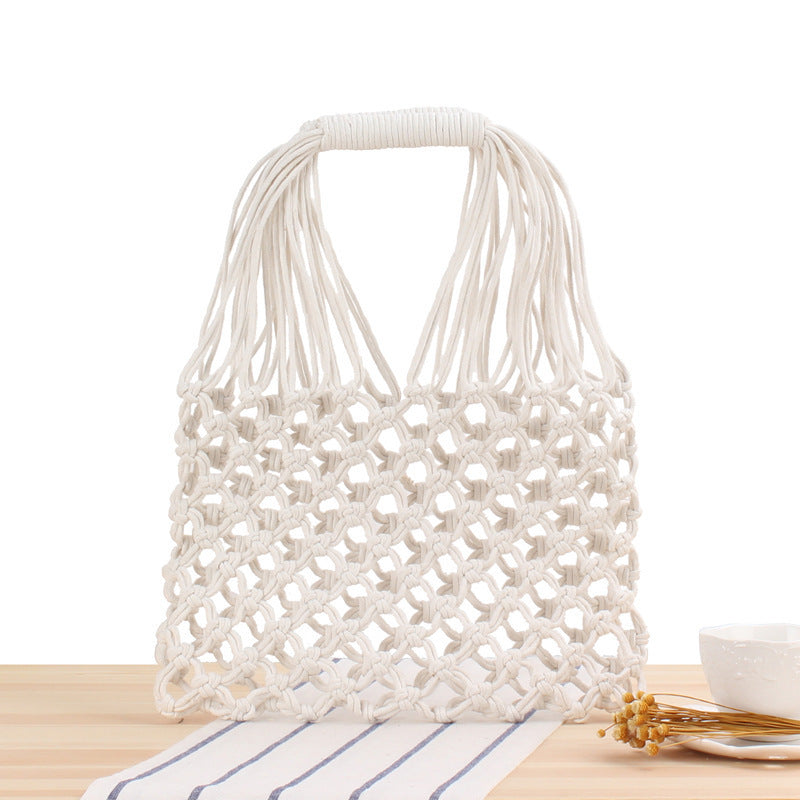Handmade mesh tote bag with ergonomic carrying handle Kalsten