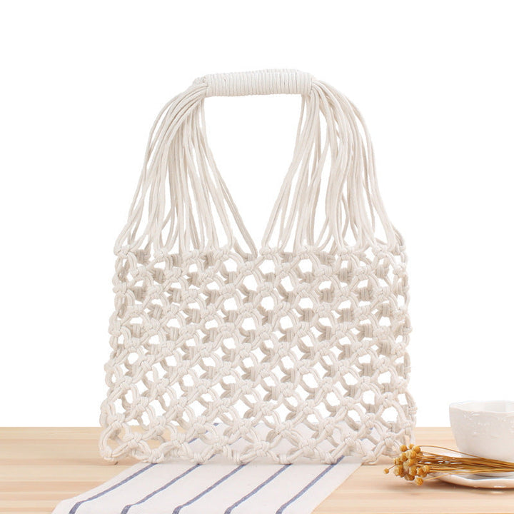 Handmade mesh tote bag with ergonomic carrying handle Kalsten